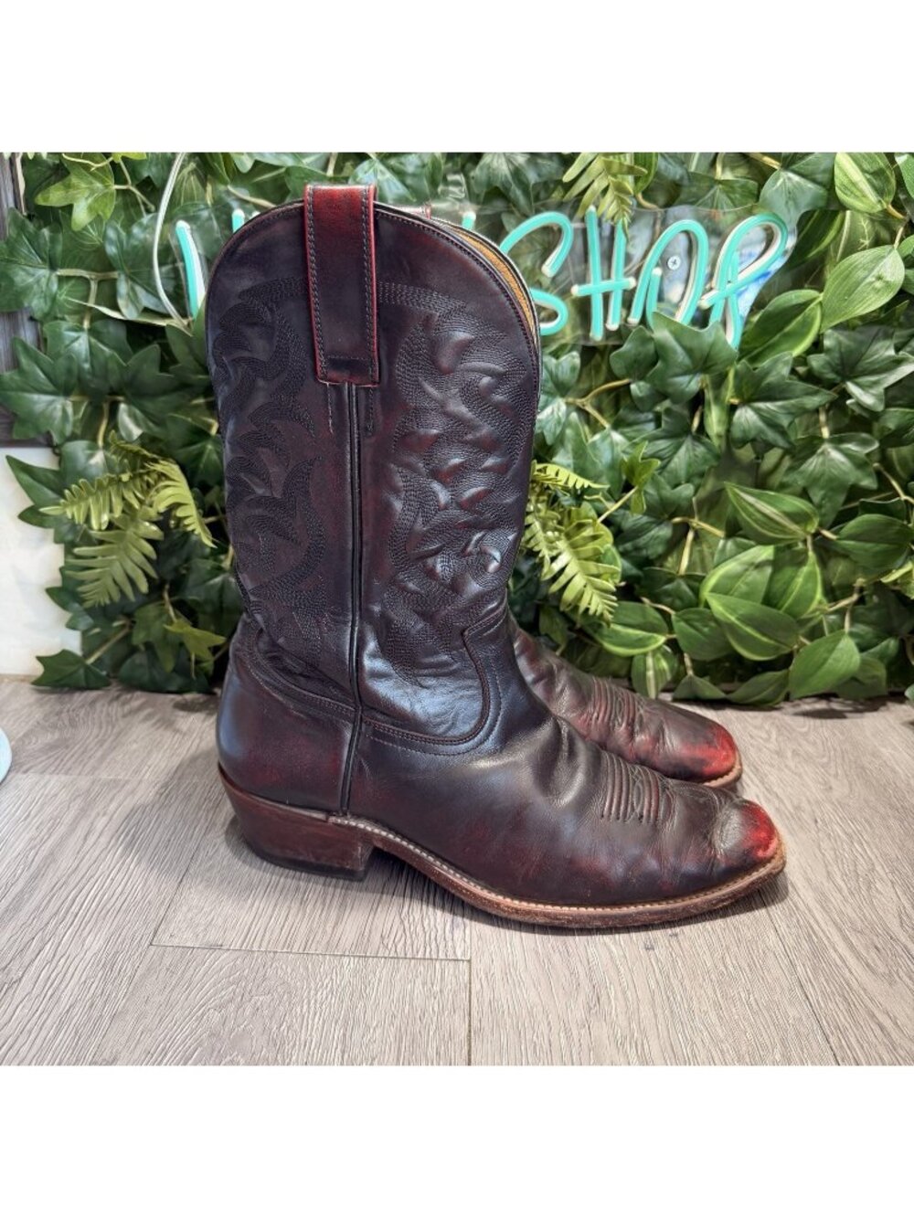 Moon Shine Spirit Brad Paisley Boots Mens Sz 10.5 Cherry Leather Western Cowboy